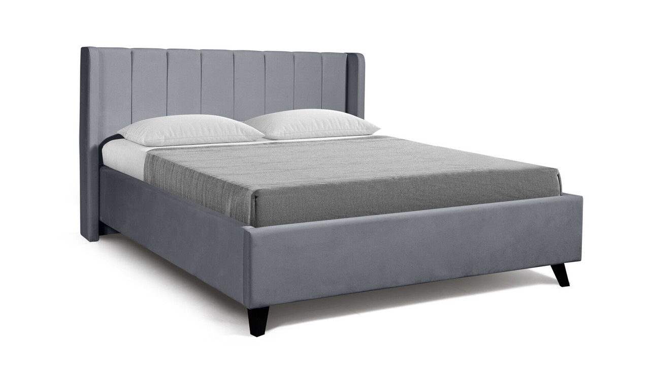 Кровать Виола 180х200 (микровелюр серый)