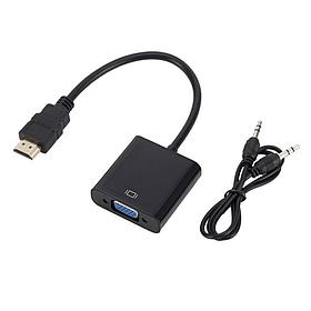 Bion Переходник с кабелем HDMI - VGA+Audio, 19M/15F + miniJack 3.5mm, длина кабеля 15см, черный