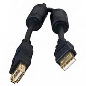 5bites UC5011-018A Проф. Кабель USB2.0, AM/AF, зол.разъемы, ферр.кольца, 1.8м., черный