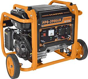 Бензиновый генератор CARVER PPG- 3900AM, 220/12 В, 2.8кВт, на колёсах [01.020.00027]