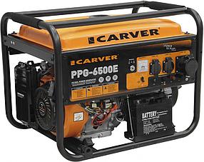 Бензиновый генератор CARVER PPG- 6500E, 220/12 В, 5.5кВт, с АКБ [01.020.00005]