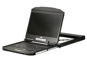 Консоль КВМ ATEN 18.5" Ultra Short Depth Single Rail WideScreen LCD Console (USB,VGA, 1366x768)