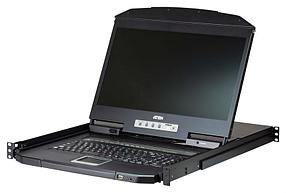КВМ консоль ATEN 18.5" 16-Port PS/2-USB VGA Single Rail WideScreen LCD KVM Switch (CL3116NX-ATA-RG)