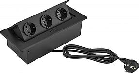 Розетка Cactus CS-SOCKET-EU3-BK, для столешницы, черный