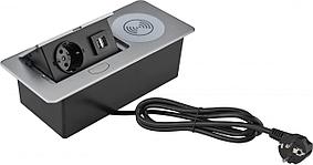 Розетка Cactus CS-SOCKET-USBA-WLESS, для столешницы, серебристый