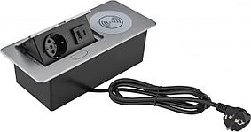 Розетка Cactus CS-SOCKET-USBA/C-WLESS, для столешницы, серебристый
