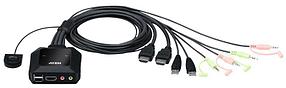 КВМ переключатель ATEN 2-Port USB 4K HDMI Cable KVM Switch (CS22H-AT)