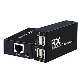 ORIENT VE01U4P, USB extender, удлинитель до 60 м по витой паре, USB хаб 4 порта, подключается 1 кабель UTP