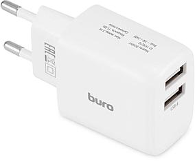 Сетевое зарядное устройство Buro BUWH1, 2xUSB, 15.5Вт, 3.1A, белый [buwh15s200wh]