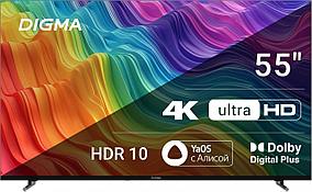 55" Телевизор Digma DM-LED55UBB33, 4K Ultra HD, черный, СМАРТ ТВ, YaOS