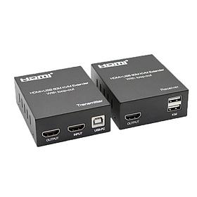 ORIENT VE049, HDMI KVM extender (Tx+Rx), HDMI+USB+Audio удлинитель до 60 м по витой паре Cat5e/6, HDMI 1.4,