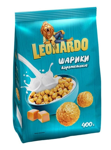 Завтраки Leonardo шарики со вкусом карамели, 400г