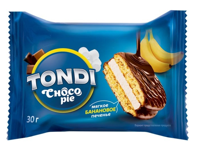 Мучное кондитерское изделие глазированное TONDI Choco Pie банановое, 2,13 кг