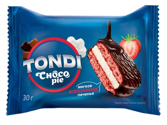 Мучное кондитерское изделие глазированное TONDI ChocoPie клубничное, 2,13кг