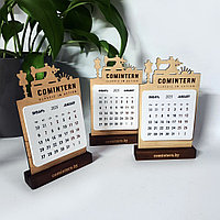 Календарь отрывной на деревянной основе с логотипом