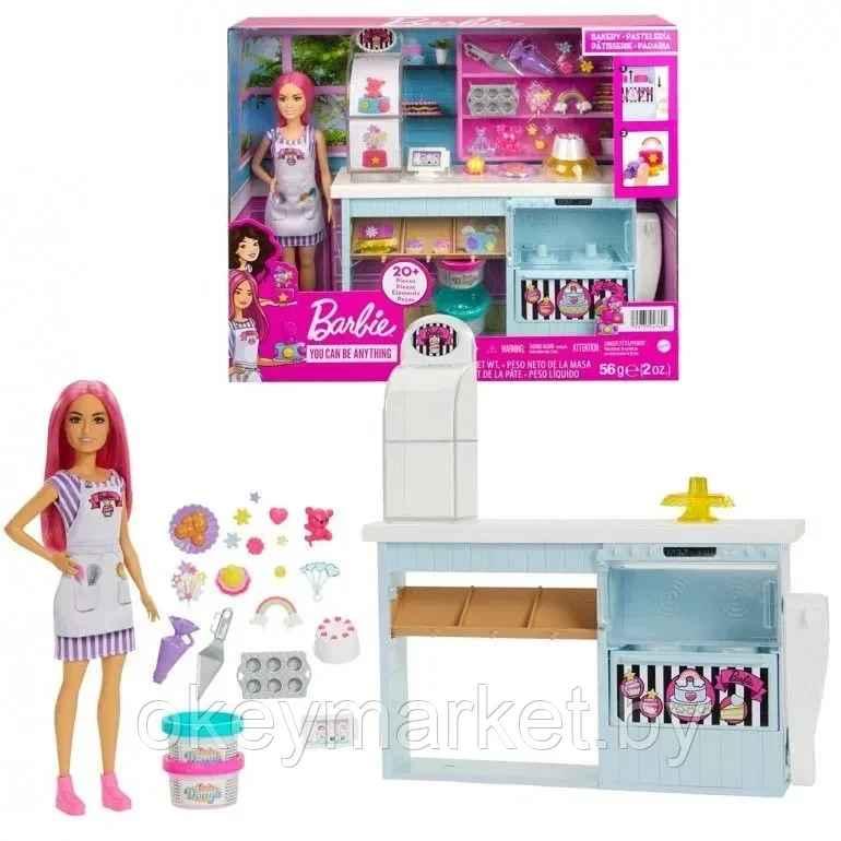 Игровой набор Barbie Кондитерская с куклой и аксессуарами HGB73