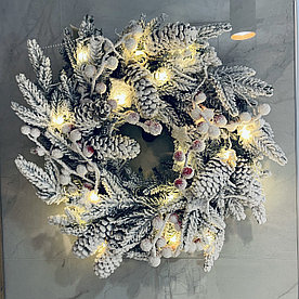 Рождественский венок с LED подсветкой 36х36 см. питание 220 В.