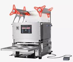 Запайщик лотков Hualian HL-95A SS (уголок для открывания, таймер, под стакан d140, 2 лотка/цикл)