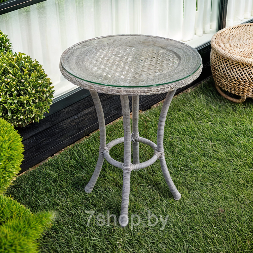 Стол садовый кофейный круглый DECO D60 5045П Серый