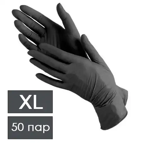 Перчатки нитриловые ЧЕРНЫЕ р-р XL 100 шт