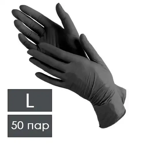 Перчатки нитриловые ЧЕРНЫЕ р-р L 100 шт