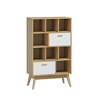 Стеллаж КАЛГАРИ (Дуб натуральный светлый/ Белый матовый) Мебельград