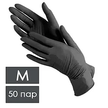 Перчатки нитриловые ЧЕРНЫЕ р-р M 100 шт