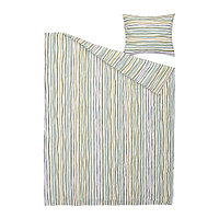 IKEA/ СУМПГРОЕ  пододеяльник и наволочка, разноцветный/в полоску, 150x200/50x60 см