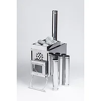 Печь-камин ИНВЕНТ средняя со встроенным теплообменником с вентилятором 610х300х470 со стационарными экранами