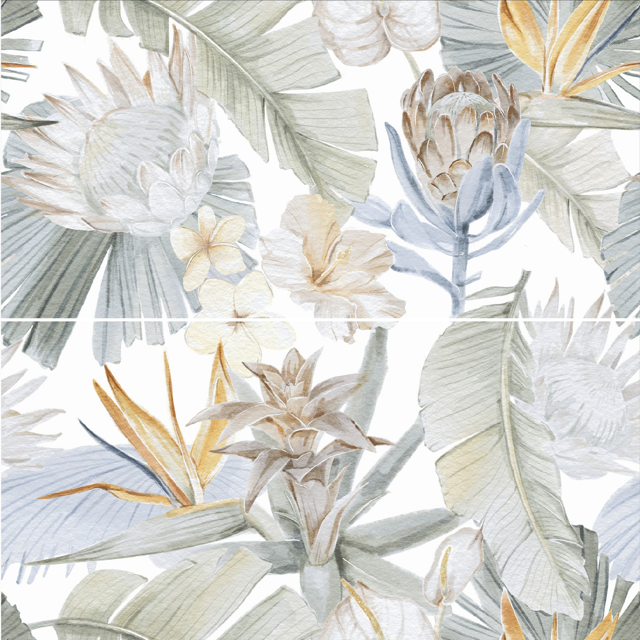 Керамическая плитка с цветами для ванной MALIBU DECOR A+B 60x120 MATT (2 шт в компл)