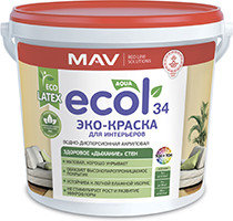 Краска ВД-АК-2034 белая ECOL 34 для стен и потолков 3,0 л (4,0 кг) _1, фото 2