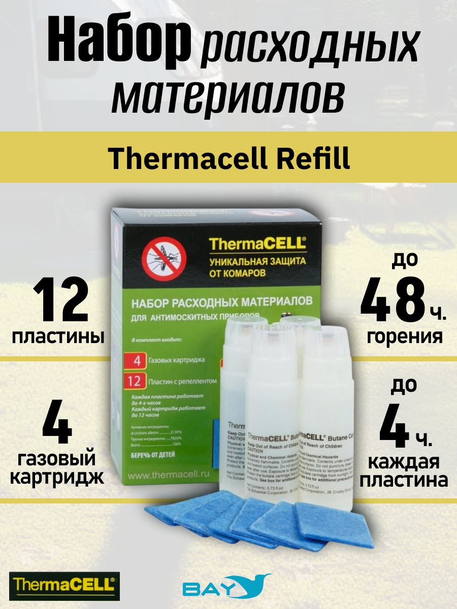 Набор расходных картриджей Thermacell Refills (4 картриджа + 12 пластин ...