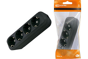 Колодка 4 места розеточная 4 гнезда 2П+3 16А 250В черная TDM