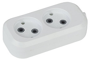 Колодка 2 места розеточная 2гн, без зазeмл KX-2 ЭРА 20/600