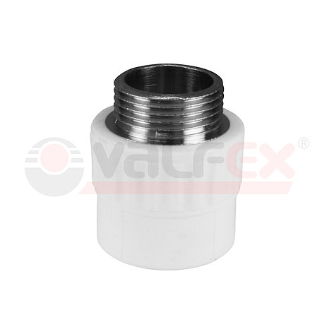 Муфта полипропиленовая комбинированная с накидной гайкой БЕЛАЯ PN25 20х1/2" Марка - PP-R, ТУ, фото 2