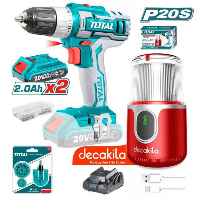 Набор аккумуляторных инструментов (дрель-шуруповерт, кофемолка Decakila) TOTAL TOSLI23013