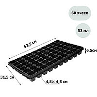 Кассета для рассады 60 ячеек объем по 53мл (52,5 х 31,5 х 6,5см) толщина 0,7мм