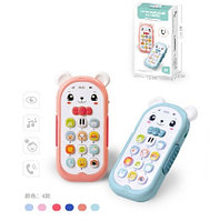 Развивающий обучающий телефон Мишка -Голубой/Игрушка для детей / Детская развивающая музыкальная игрушка