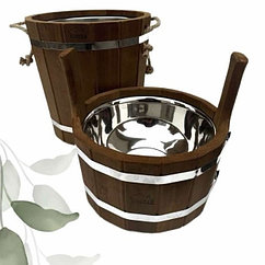 Запарник 15л и Ушат 3л из термодревесины, Cooper