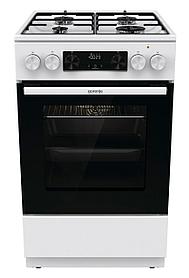 Плита Gorenje комбинированная, Эмаль SilverMatte, объем духовки 62 л, механическое управление, сенсорный