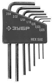 Набор ключей имбусовых Зубр "Эксперт" Мини для точных работ Cr-V HEX SAE 0028" 0035" 005" 1/16" 5/64" 3/32"