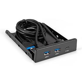 Планка USB на переднюю панель ExeGate U3H-616, 3,5", 2*USB3.0+1*TypeC 10Gbps, черная, металл, подсоединение к