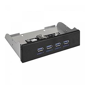 Планка USB на переднюю панель ExeGate U5H-625, 5,25", 4*USB3.0, черная, металл, подсоед. к MB (EX289290RUS)