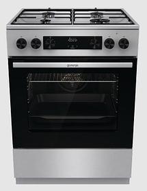 Газовая плита Gorenje GKS6C70XJ, электрическая духовка, без крышки, сталь, нержавеющая сталь