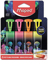 Набор текстовыделителей Maped Deepsea paradise, 1 - 5 мм., 4 цвета, чехол с европодвесом, арт.740710