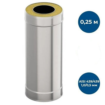 Сэндвич-труба 0.25м, AISI 439/439, 1.0мм/0.5мм (УМК ПРО), фото 2