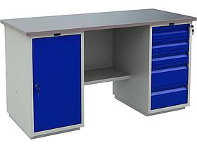 Верстак двухтумбовый WD-1+WD-5 без экрана. ШxВxГ 1600x866x700 мм.