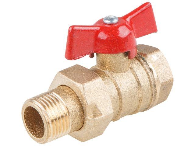 Кран шаровый 1" нар.-вн. бабочка (со сгоном) PN1,6 МПа, 11Б27п9, Цветлит