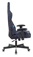 Кресло игровое Zombie VIKING KNIGHT Fabric синий Light-27 с подголов. крестов. металл