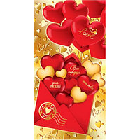 Конверт для денег блестки (2-17-14027) Все сердца только для тебя! красно-золотая